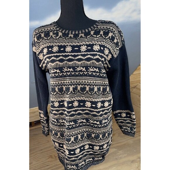 VTG PAUL HARRIS DESIGN RAIME BLEND Embroidered SWEATER Small Black Tan - Picture 5 of 16